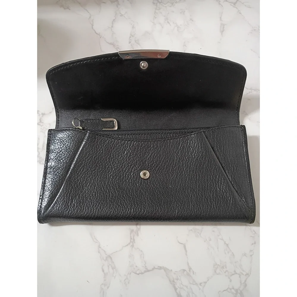 COACH Madison Glitter Python Embossed Black Leather Envelope Wallet - EUC